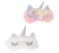 TOGEVAL 2 pièces Masque de Sommeil Peluche Licorne Cache-œil Cartoon Doux et Occultant Confortable pour Sieste et Détente