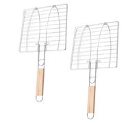 TOGEVAL 2 pièces Panier à Grillade Double Maille Rigide Clip Barbecue Robuste et Accessoire Portable pour Poisson Viande et Légumes Camping et Barbecue Extérieur
