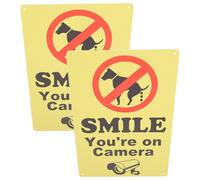 TOGEVAL 2 pièces Panneau Métal Avertissement Chien Souriant Caméra Extérieur Jardin Décoration Léger pour Interdiction Déjections Canines