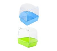 TOGEVAL 2 pièces Parrot Bathing Tubs Set Hanging Bird Bath Basins Plastic Curved Opening for Small Birds Cage Accessories