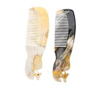 TOGEVAL 2 pièces Peigne Corne de Buffle Naturel Massage Antistatique pour Cheveux et Chevelu Outil de Soin Manuel Promoteur de Circulation Sanguine Assortiment Couleur Couleur Aléatoire