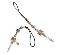 TOGEVAL 2 pièces Pendentif Voiture Tibétain Six Paroles Roue de Prière Suspendu Décoration Feng Shui Amulette Protection Unisexe pour Rétroviseur Arrière et Porte-clés