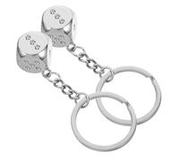 TOGEVAL 2 pièces Porte-clés Dés Alliage de Zinc Breloque Cube Rétro et Antirouille Accessoire Stylé pour Portefeuille ou Voiture Cadeau Original pour Amis et