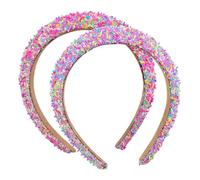 TOGEVAL 2 Serrage-Têtes Large en Éponge, Anti-Dérapants, Paillettes Esprit Vacances, pour Accessoires Cheveux Femmes, pour Fêtes