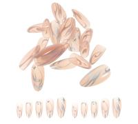 TOGEVAL 24pièces Faux Ongles à Rivets Flamme Argentée Pose Facile Adhésifs Réutilisables Forme Cercueil Manucure Femme