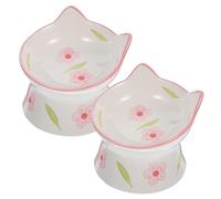 TOGEVAL 2pièces Bol Élevé pour Chat Bol Céramique Anti-Renversement Design Ergonomique pour Nourriture Et Eau Protection du Cou pour Et Chiots
