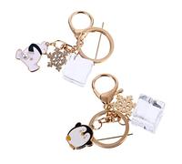 TOGEVAL 2pièces Pendentifs Mignons Alliage Ours Polaire Et Pingouin Porte-clés Décoratif Pour Sac Et Voiture Avec Boucle Métallique Accessoire Charmant à Suspendre