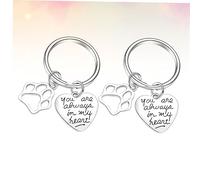 TOGEVAL 2pièces Porte-clés Commémoratifs Animaux Porte-clé Acier Inoxydable Forme De Cœur You are Always in My Heart Souvenir pour Et Animaux Décoration Pratique pour