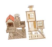 TOGEVAL 2pièces Villa Bois pour Hamsters Jouets Exercice pour Petits Animaux Maison Naturelle Bois Accessoires De Jeu pour Rongeurs