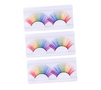 TOGEVAL 3 Paires Faux Cils Comme Filles Extensions Duveteux Cils D'halloween Fouetter Vaporeux Couleur Regarder Violet Coloré Œil De Maquillage D'halloween