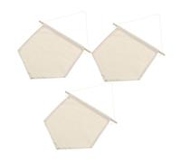 TOGEVAL 3 pièces Bannière Murale Toile Vierge avec Corde à Suspendre Support pour Broches Émaillées et Badges Toile DIY pour Décoration Fêtes Showers et Anniversaires