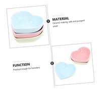 TOGEVAL 3 pièces Bol Céramique pour Hamster Lot de Bols Forme de Cœur Réutilisables et Lavables pour Alimentation Petits Animaux Décoratifs Rose Vert Bleu