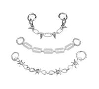 TOGEVAL 3 pièces Chaînes de Chaussures Punk avec Breloques Décoratives pour Baskets et Accessoires Originaux pour Lacets Noirs Style Européen Hip-hop Métal Facile à Installer