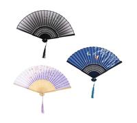 TOGEVAL 3 Pièces Éventail Pliant Éventails Anciens à Main avec Motifs Rétro Chinois pour Danse et Fête Accessoire et Pratique