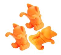 TOGEVAL 3 pièces Infuseur à Thé Chat Silicone Filtre à Thé Vrac Anti-fuite Tamis Silicone pour Tasse Design Mignon Orange Compatible Lave-vaisselle