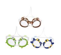 TOGEVAL 3 pièces Lunettes de Natation pour Garçon Fille de Buée et Étanches avec Designs Amusants Singe Poisson Bleu Lunettes de pour Leçons de Natation et Activités Aquatiques
