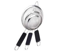 TOGEVAL 3 pièces Passoire Inox Tamis Mailles Fines Tamis Farine Acier Inoxydable avec Poignée Longue Anti-brûlure pour Cuisine Pâtisserie Filtrage Huile Farine
