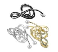 TOGEVAL 3 pièces Pince à Cheveux Large Griffe Métal avec Perles Fausses et Note de Musique pour Femmes Accessoires Coiffure Épais ou Fins Clips Antidérapants Élégants Lot
