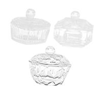 TOGEVAL 3 pièces Set de Verrines Verre Transparent avec Couvercle pour Nail Art Contenants Durables pour Liquides et Matières Manucure Accessoires pour Ongles Naturels et Acryliques