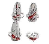 TOGEVAL 4 Pièces Bague Ongles Gothique Réglable Décoration Art et Filles Bijoux de Doigt avec Design Élégant et Confortable Accessoires de Mode pour Halloween et Autres Occasions