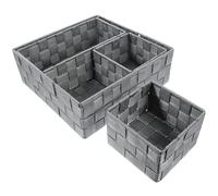 TOGEVAL 4 pièces Boîte de Rangement Grise Empilable Multi-usage pour Bureau et Maison Organisateur de Bureau Modulable pour Cosmétiques et Accessoires Boîte de Stockage Pratique pour