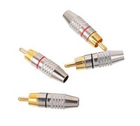 TOGEVAL 4 pièces Connecteur RCA Plaqué Or Fiche Mâle Audio pour Haut-Parleur Adaptateur Métallique Vidéo Kit Simple pour Câble Audio et Enceintes