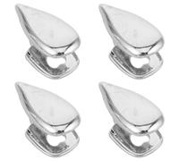 TOGEVAL 4 Pièces Grills Dentaires Hip Hop Caps de Dents Forme de Goutte Eau Cuivre Plaqué Argent Bijoux Dentaires Uniques Amovibles pour Cosplay et Mode Urbaine