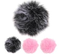 TOGEVAL 4 pièces Microphone Accessoire Housses Fourrure Artificielle Antivent pour Ktv Protection Souffle et Salive Noir Blanc et Rose