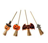 TOGEVAL 4 Pièces Mini Balai de Sorcière Halloween 8 Pouces