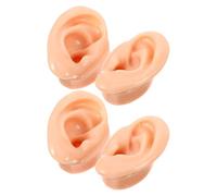 TOGEVAL 4 pièces Modèle Oreille Silicone Réaliste pour Pratique Piercing et Présentation Bijoux Moule Souple Réutilisable Support Boucles Oreilles et Écouteurs Couleur Chair