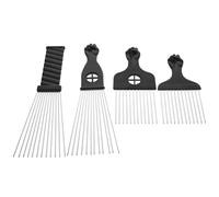 TOGEVAL 4 pièces Peigne Afro Acier Inoxydable pour Démêlage et Coiffure Outil pour Cheveux Crépus et Bouclés