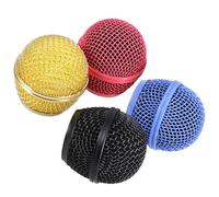 TOGEVAL 4 pièces Têtes de Micro Grill Mesh Colorées Protection Microphone Remplacement pour Accessoires Studio Enregistrement Noir Or Rose Bleu