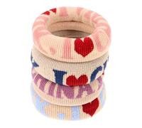 TOGEVAL 4pièces Élastiques à Cheveux Chic Lot Motif Cœur Accessoires Élégants Pour Filles Parfaits Pour Quotidien Occasions Spéciales