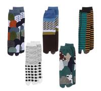 TOGEVAL 5 Paires de Chaussettes Japonaises en Coton Créatives à Deux Doigts, Design Élastique Confortable Style Original et Décontracté Printemps et Été