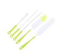 TOGEVAL 5 pièces Brosse Longue Poignée pour Nettoyage Bouteilles Lait Brosse Bouteille Longue pour Goupillon Biberon Col Étroit Vert