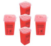 TOGEVAL 5 pièces Conteneur Aiguilles Rouge Bac à Déchets Médicaux Tranchants Haute Capacité pour Stockage Sécurisé Aiguilles Tatouage et Salon Gestion Visible