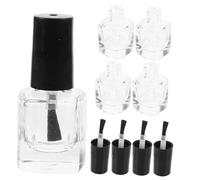 TOGEVAL 5 Pièces Flacon Vide Vernis Ongle Carré Transparent avec Pinceau Intégré Flacon Pinceau Rechargeable sans Fuite pour Vernis DIY Lot de Verre
