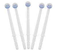 TOGEVAL 5 Pièces Lot de 5 Têtes de Brosse Rondes pour Irrigateur Buccal, Embouts de Rechange en Plastique avec Poils Doux, Compatibles Hydropulseur, Nettoyage Précis Interdentaire, Usage
