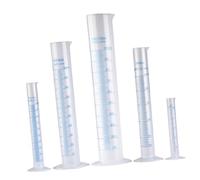 TOGEVAL 5 pièces Lot de Cylindres de Mesure Gradués Plastique Professionnels pour Laboratoire Stables et Résistants avec Bec Verseur Facilitant le Remplissage
