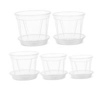 TOGEVAL 5 Pièces Lot de Pots à Orchidées Transparents avec Drainage et Plateau Pots Respirants pour Plantes Rempotage et Orchidées Observation Facile des Racines