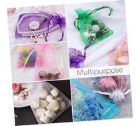 TOGEVAL 50 pièces Sachets Organza avec Cordon Pochette Cadeau Tissu Organza Doux et Respirant Sachets pour Bijoux et Rose Blanc Vert
