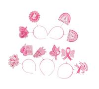 TOGEVAL 5pièces Ribbon Party Headbands for Women Breast Cancer Awareness Festive Hair Hoops for Themed Events Gatherings and Photo Props