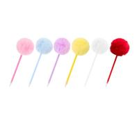 TOGEVAL 6 pièces Lot de Stylos à Bille Peluche Décoratifs pour Étudiants Stylo Écriture Confortable avec Design Boule Moelleuse Cadeau Pratique pour École et Bureau