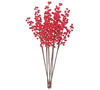 TOGEVAL 6 Pièces Lot de Tiges Artificielles de Baies Rouges Longues pour Décoration de Noël Branches Décoratives Réalistes pour Sapin et Fêtes Hivernales