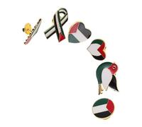 TOGEVAL 6 Pièces Set de Broches Drapeau Palestine Épingles Décoratives pour Vêtements Badges Cœur et Oiseaux Accessoires Patriotiques pour Hommes et Femmes Pins pour Vestes Sacs et