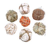 TOGEVAL 7 pièces Boules Rotin Tressé Jouets à Mâcher pour Lapins Cobayes Hamsters Chinchillas Rongeur Naturel pour Santé Dentaire