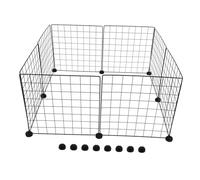 TOGEVAL 8pièces Enclos pour Petits Animaux Métal avec Clips Panneaux Portables pour Lapins Cobayes Chiots Et Chatons Noir