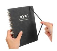 TOGEVAL Agenda Semainier et Mensuel Noir Planificateur Quotidien pour Femmes avec Suivi Objectifs et Blocage Carnet Spirale Anti-bavure pour Organisation Professionnelle et Étudiante