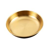 TOGEVAL Assiette à Sauce Coréenne Doré Plat à Fond Plat pour Condiments Kimchi et Apéritifs Assiette à Épices Polyvalente pour Cuisine et Réceptions