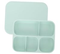 TOGEVAL Assiette Silicone Garçon Fille avec Compartiments Séparés et Couvercle Vaisselle Garçon Fille Pratique pour Repas Équilibrés et Transport Facile Plateau Repas Vert